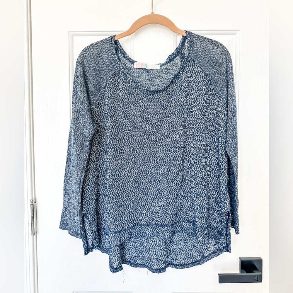 FREE PEOPLE Beach Women's Blue Long Sleeve Knit Sweater Top - Small